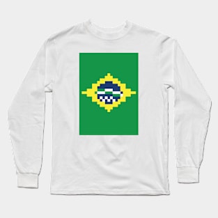 Brazilian Flag - Pixel Art Long Sleeve T-Shirt